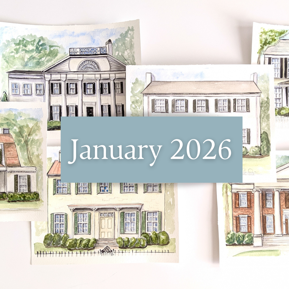 January Watercolor House Commissions