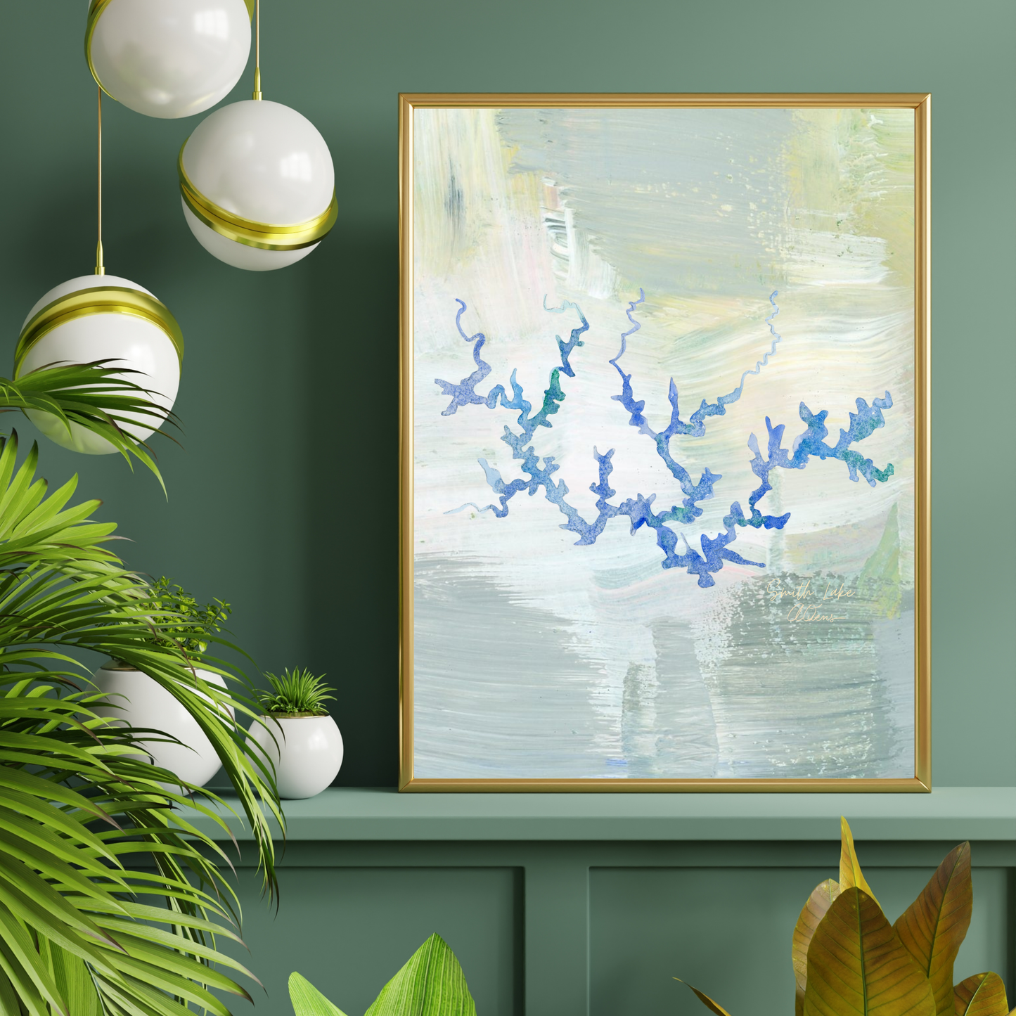 Smith Lake Alabama Abstract Map Print: Luxury Lake Wall Decor