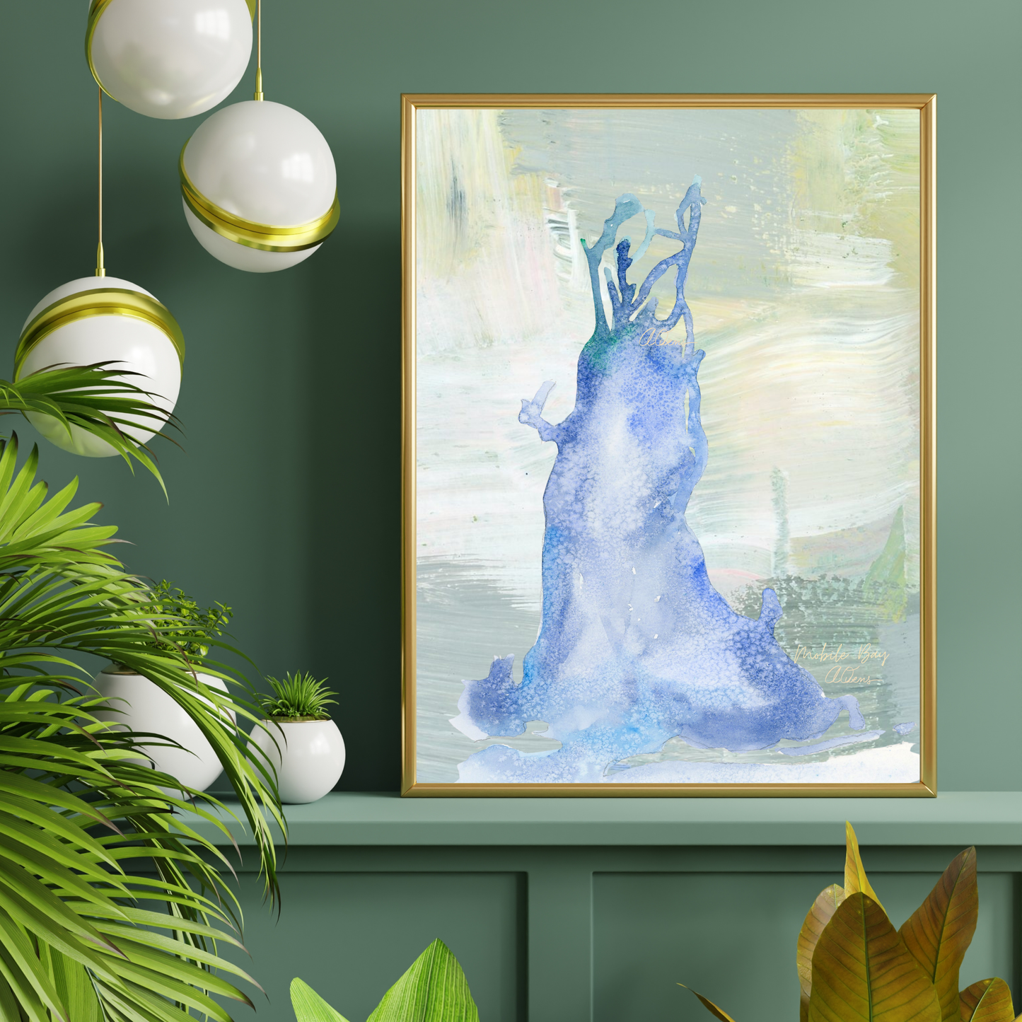 Mobile Bay Alabama Abstract Water Map Print: Luxury Lake Wall Decor