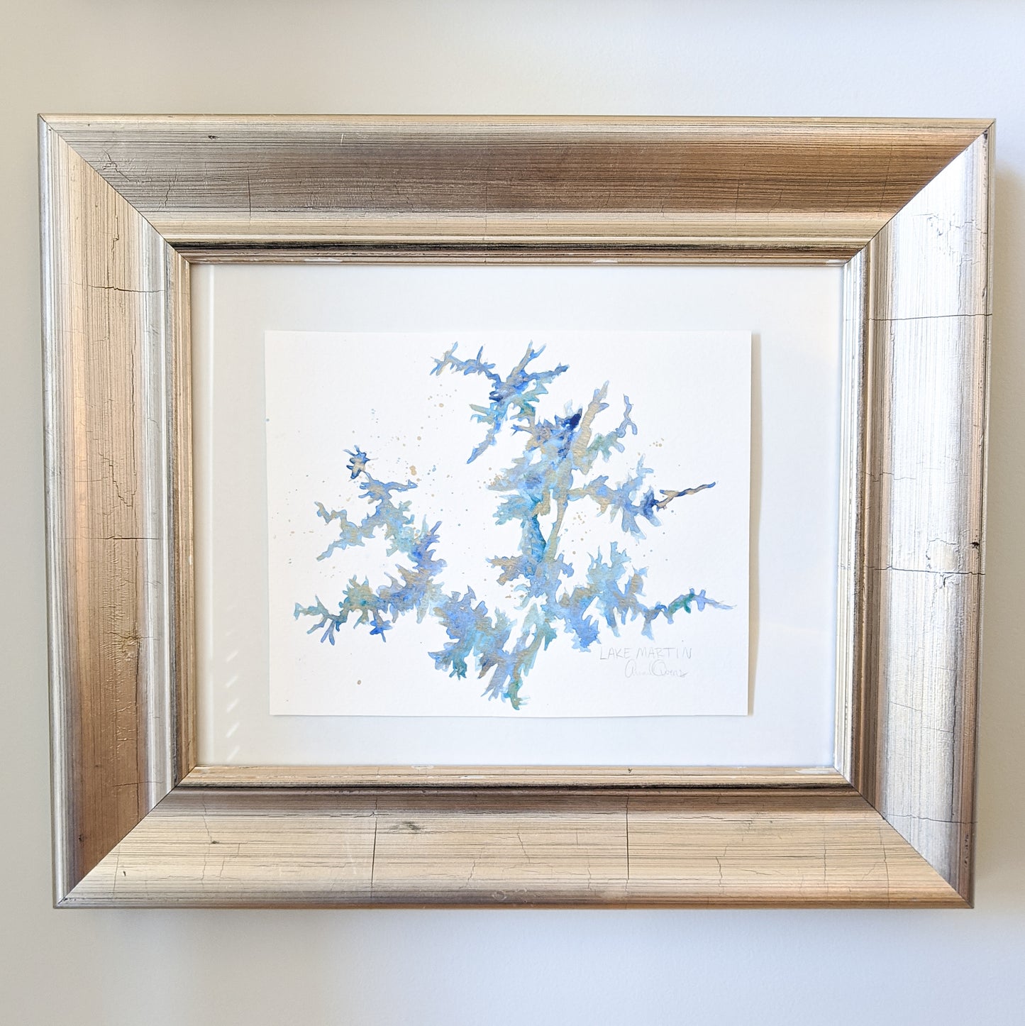 Custom Lake Map Watercolor Original Painting