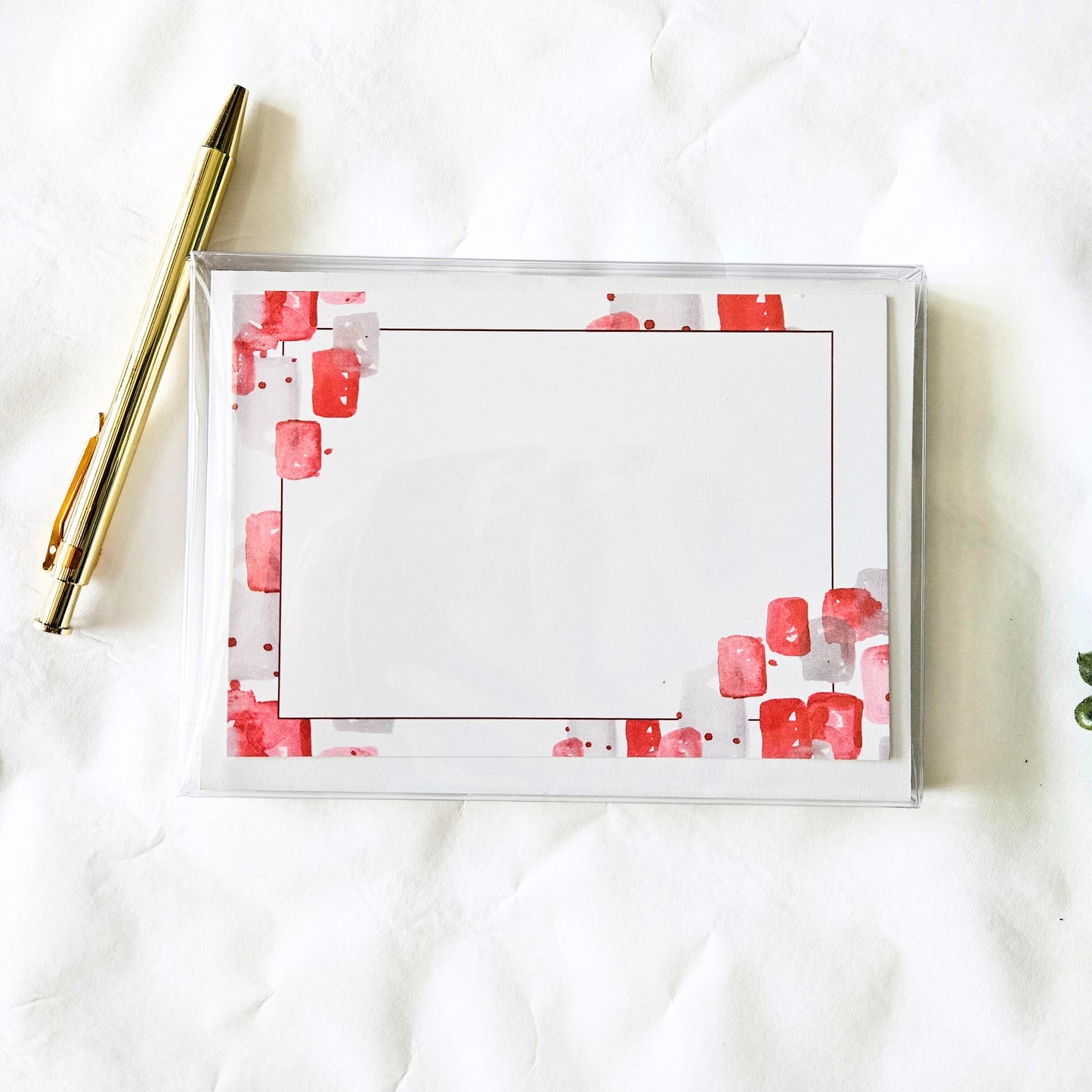 Red and Gray Abstract Color Way Notecard Set