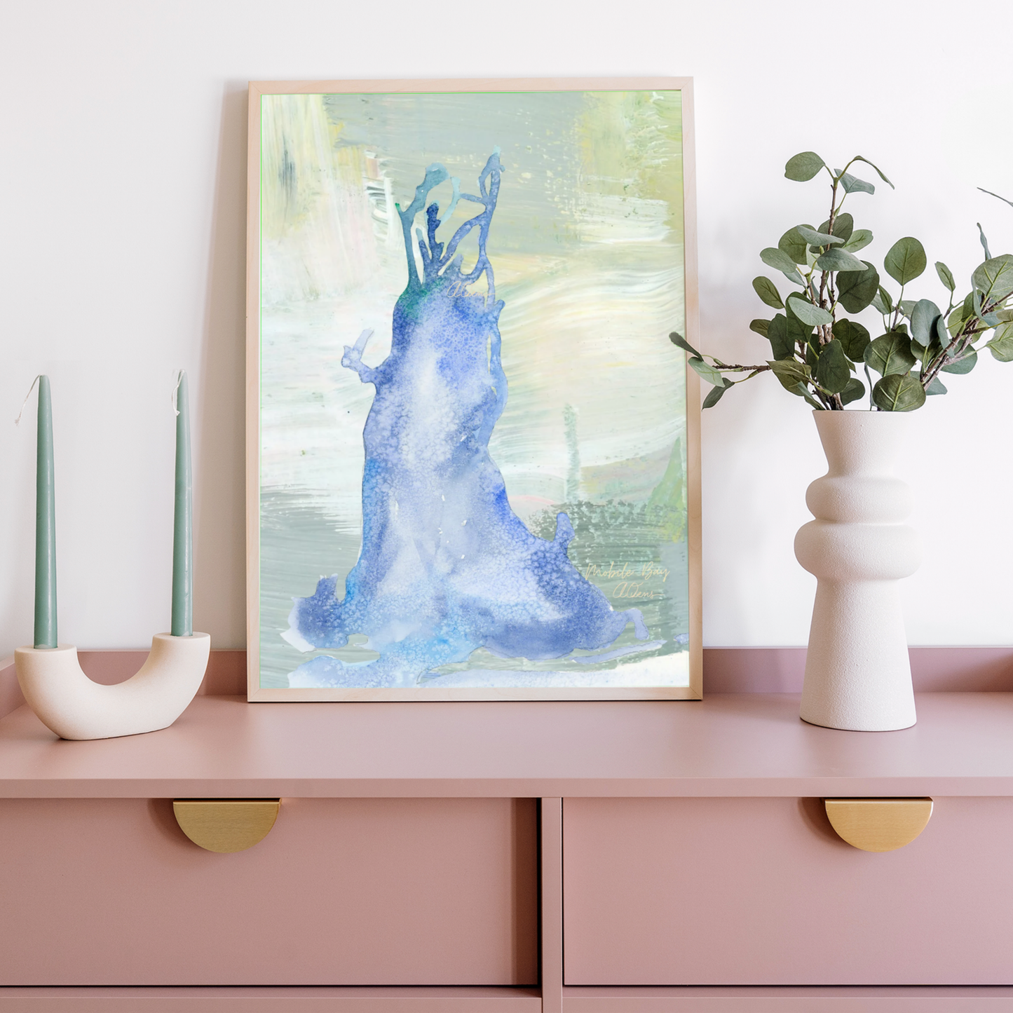 Mobile Bay Alabama Abstract Water Map Print: Luxury Lake Wall Decor