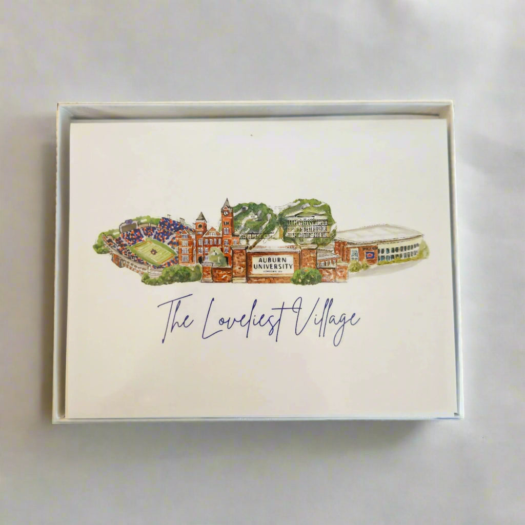 set of 10 licensed auburn landmarks note cards