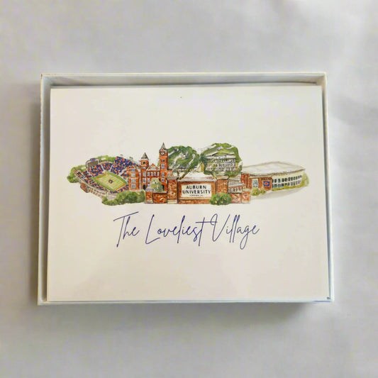 set of 10 licensed auburn landmarks note cards
