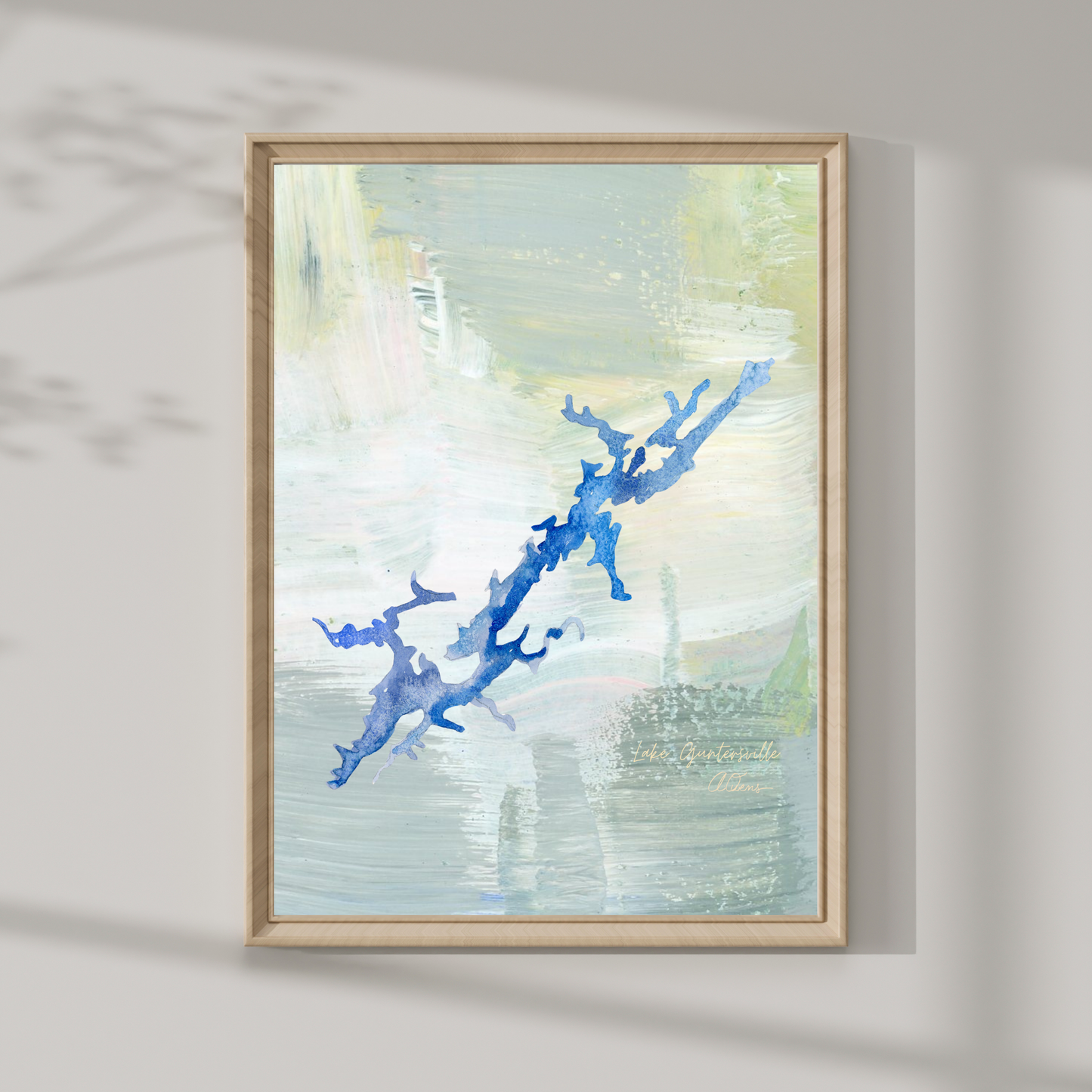 Lake Guntersville Alabama Abstract Map Print: Luxury Lake Wall Decor