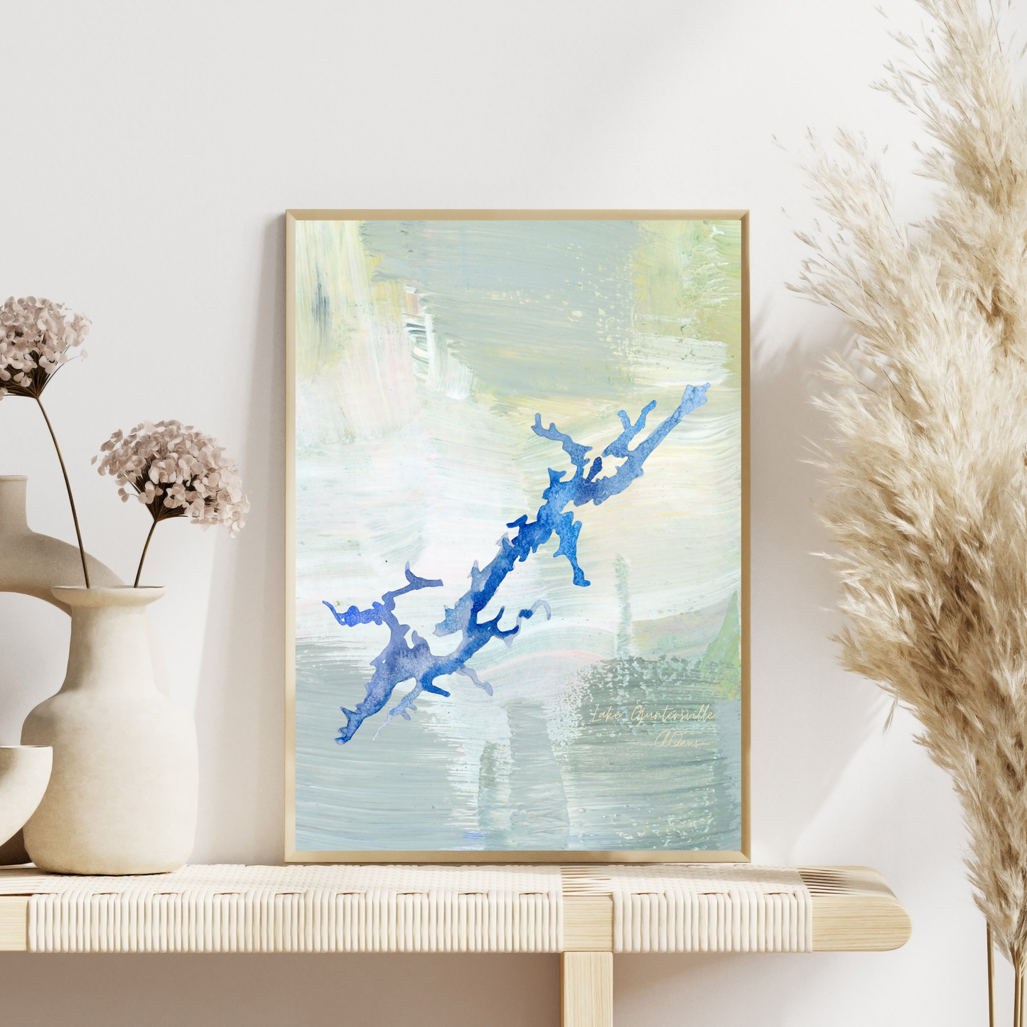 Lake Guntersville Alabama Abstract Map Print: Luxury Lake Wall Decor