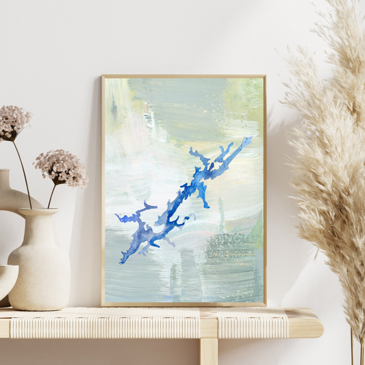 Lake Guntersville Alabama Abstract Map Print: Luxury Lake Wall Decor