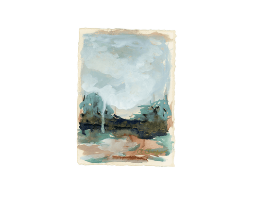 Original Hand painted Gouache Abstract Landscape Painting,  Jewel Box Landscape 1