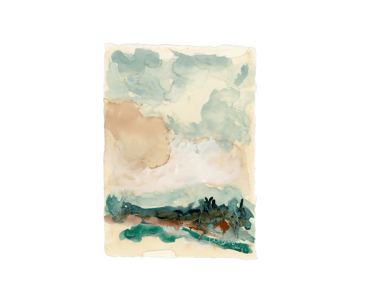 Original Hand painted Gouache Abstract Landscape Painting,  Jewel Box Landscape 2