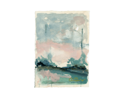 Original Hand painted Gouache Abstract Landscape Painting,  Jewel Box Landscape 3