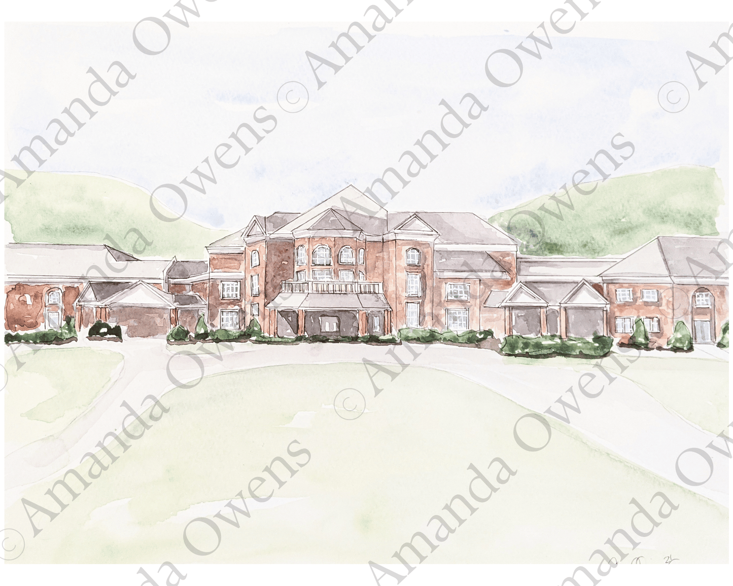 Huntsville Alabama: Mayfair Church of Christ Wedding Venue Watercolor Illustration