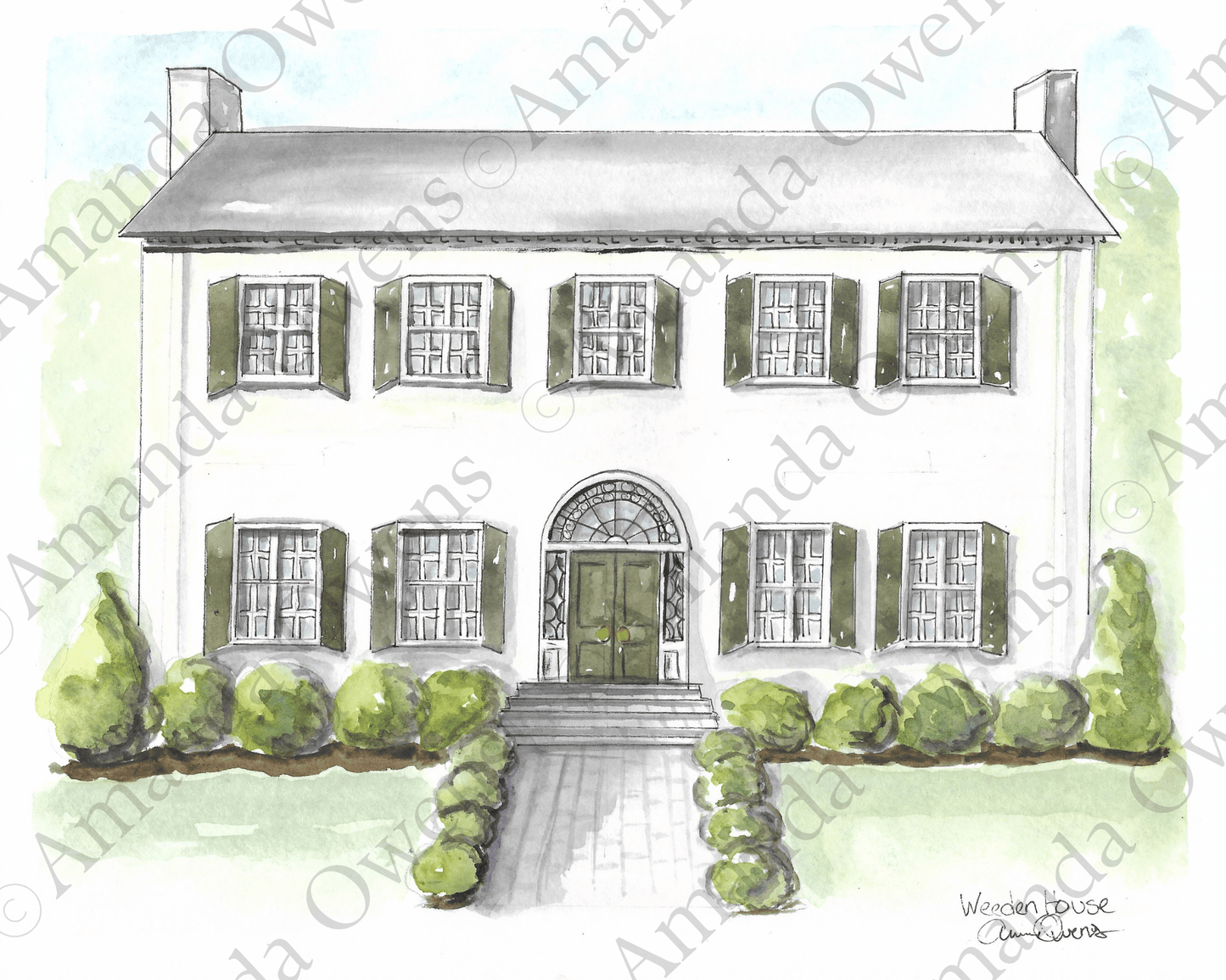 Huntsville Alabama: Weeden House Wedding Venue Watercolor Illustration