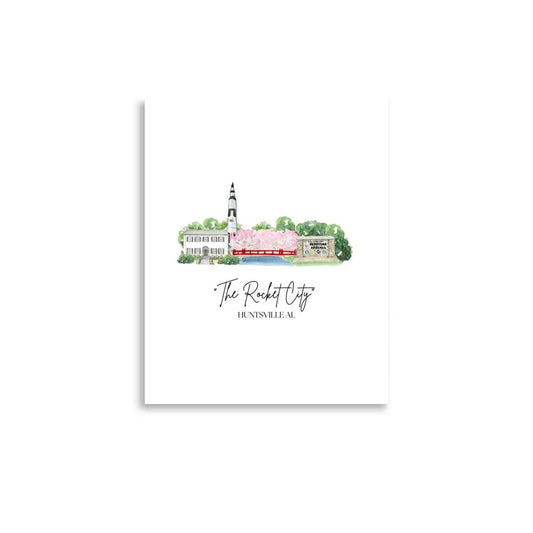 The Rocket City Huntsville Landmark Art Print 11x14